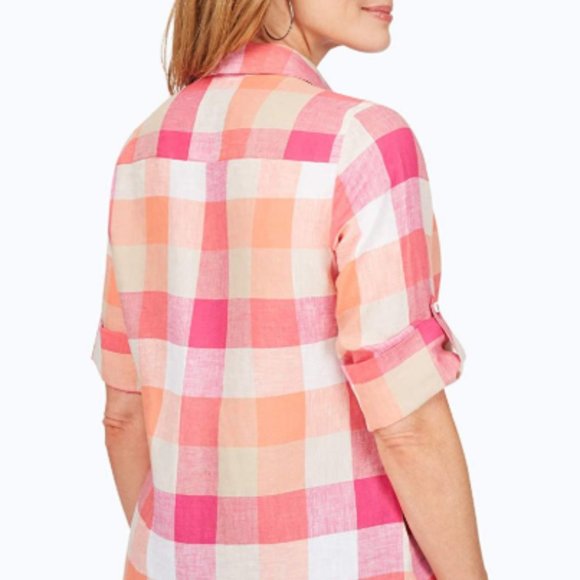 Easy care boardwalk Plaid Linen Shirt - Picture 2 of 2